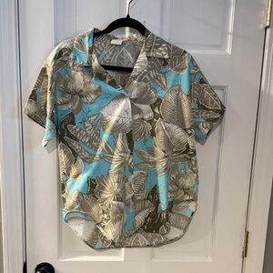 Floral Blue and Brown Men's Shirt